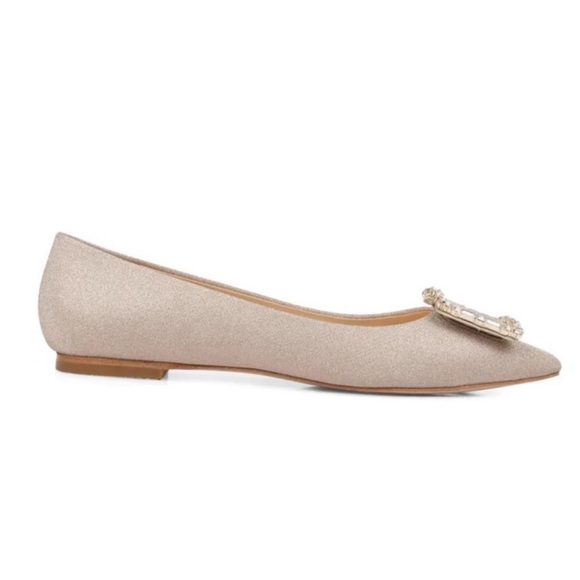 Badgley Mischka Brand Dyanne Square Toe Flat in Rose Gold Size 8 - Picture 2 of 10